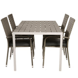 Jídelní stůl Break - Bílá Alu / Šedá Aintwood - 150*90+Anna Arm Chair (stackabl
