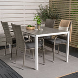 Jídelní stůl Break - Bílá Alu / Šedá Aintwood - 150*90+Anna Arm Chair (stackabl