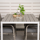 Jídelní stůl Break - Bílá Alu / Šedá Aintwood - 150*90+Anna Arm Chair (stackabl
