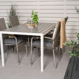 Jídelní stůl Break - Bílá Alu / Šedá Aintwood - 150*90+Anna Arm Chair (stackabl