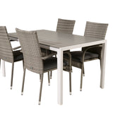 Jídelní stůl Break - Bílá Alu / Šedá Aintwood - 150*90+Anna Arm Chair (stackabl