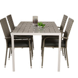 Jídelní stůl Break - Bílá Alu / Šedá Aintwood - 150*90+Anna Arm Chair (stackabl