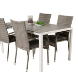 Jídelní stůl Break - Bílá Alu / Šedá Aintwood - 150*90+Anna Arm Chair (stackabl