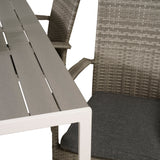 Jídelní stůl Break - Bílá Alu / Šedá Aintwood - 150*90+Anna Arm Chair (stackabl