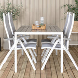 Jídelní stůl Break - Bílá Alu / Šedá Aintwood - 150*90+Albany Chair 5:pos - Whi