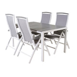 Jídelní stůl Break - Bílá Alu / Šedá Aintwood - 150*90+Albany Chair 5:pos - Whi
