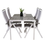 Jídelní stůl Break - Bílá Alu / Šedá Aintwood - 150*90+Albany Chair 5:pos - Whi