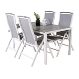 Jídelní stůl Break - Bílá Alu / Šedá Aintwood - 150*90+Albany Chair 5:pos - Whi