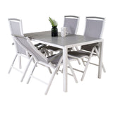 Jídelní stůl Break - Bílá Alu / Šedá Aintwood - 150*90+Albany Chair 5:pos - Whi
