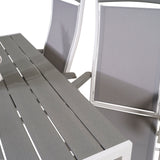 Jídelní stůl Break - Bílá Alu / Šedá Aintwood - 150*90+Albany Chair 5:pos - Whi