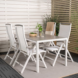 Jídelní stůl Break - Bílá Alu / Šedá Aintwood - 150*90+Albany Chair 5:pos - Whi