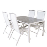 Jídelní stůl Break - Bílá Alu / Šedá Aintwood - 150*90+Albany Chair 5:pos - Whi