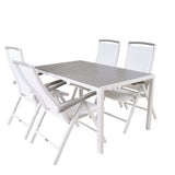 Jídelní stůl Break - Bílá Alu / Šedá Aintwood - 150*90+Albany Chair 5:pos - Whi