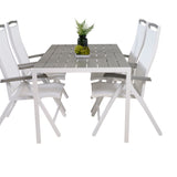 Jídelní stůl Break - Bílá Alu / Šedá Aintwood - 150*90+Albany Chair 5:pos - Whi