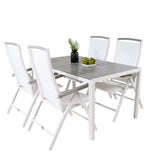 Jídelní stůl Break - Bílá Alu / Šedá Aintwood - 150*90+Albany Chair 5:pos - Whi