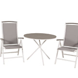 Parma cafébord ø90 - Bílá Alu / Šedá Aintwood+Albany Chair 5:pos - Bílá Alu / Šedá textilie / Aintwood_2