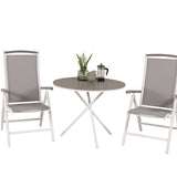 Parma cafébord ø90 - Bílá Alu / Šedá Aintwood+Albany Chair 5:pos - Bílá Alu / Šedá textilie / Aintwood_2