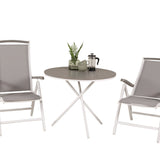 Parma cafébord ø90 - Bílá Alu / Šedá Aintwood+Albany Chair 5:pos - Bílá Alu / Šedá textilie / Aintwood_2