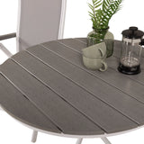 Parma cafébord ø90 - Bílá Alu / Šedá Aintwood+Albany Chair 5:pos - Bílá Alu / Šedá textilie / Aintwood_2
