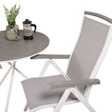 Parma cafébord ø90 - Bílá Alu / Šedá Aintwood+Albany Chair 5:pos - Bílá Alu / Šedá textilie / Aintwood_2