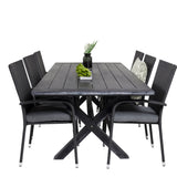 Rives Jídelní stůl 200*100cm - Černá akácie + křeslo Anna (stohovatelné) - Black_6