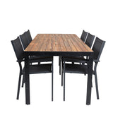Bois Jídelní stůl 200*100cm - Černé nohy / Acacia + Copacabana Arm Chair (stacka