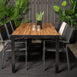 Bois Jídelní stůl 200*100cm - Černé nohy / Acacia + Copacabana Arm Chair (stacka