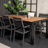 Bois Jídelní stůl 200*100cm - Černé nohy / Acacia + Copacabana Arm Chair (stacka
