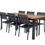 Bois Jídelní stůl 200*100cm - Černé nohy / Acacia + Copacabana Arm Chair (stacka