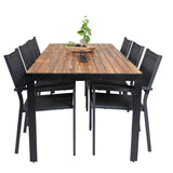 Bois Jídelní stůl 200*100cm - Černé nohy / Acacia + Copacabana Arm Chair (stacka