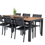 Bois Jídelní stůl 200*100cm - Černé nohy / Acacia + Copacabana Arm Chair (stacka