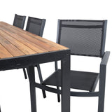 Bois Jídelní stůl 200*100cm - Černé nohy / Acacia + Copacabana Arm Chair (stacka
