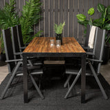 Bois Jídelní stůl 200*100cm - Černé nohy / Akácie +Break 5:pos Židle - Černá a