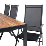 Bois Jídelní stůl 200*100cm - Černé nohy / Akácie +Break 5:pos Židle - Černá a