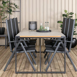 Texas Jídelní stůl 200*100 - Černá Alu / Teak / Šedý kámen ve spreji+Break 5:pos Cha