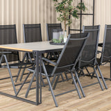 Texas Jídelní stůl 200*100 - Černá Alu / Teak / Šedý kámen ve spreji+Break 5:pos Cha