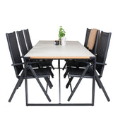 Texas Jídelní stůl 200*100 - Černá Alu / Teak / Šedý kámen ve spreji+Break 5:pos Cha