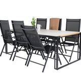 Texas Jídelní stůl 200*100 - Černá Alu / Teak / Šedý kámen ve spreji+Break 5:pos Cha