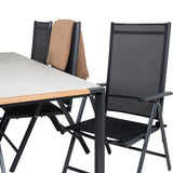 Texas Jídelní stůl 200*100 - Černá Alu / Teak / Šedý kámen ve spreji+Break 5:pos Cha