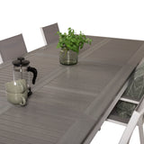 Jídelní stůl Albany 224/324*100 - Bílá Alu / Šedá Aintwood + křeslo Parma (sta