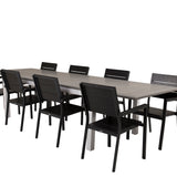 Jídelní stůl Albany 224/324*100 - Bílá Alu / Šedá židle Aintwood+Levels Chair (stacka