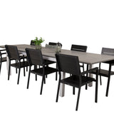 Jídelní stůl Albany 224/324*100 - Bílá Alu / Šedá židle Aintwood+Levels Chair (stacka