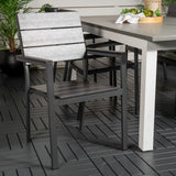 Stůl Albany - 224/324 - Bílá/Šedá - Židle Levels (stohovatelná) - Black Alu / Black Aintwood 6
