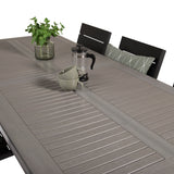 Stůl Albany - 224/324 - Bílá/Šedá - Židle Levels (stohovatelná) - Black Alu / Black Aintwood 6