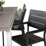 Stůl Albany - 224/324 - Bílá/Šedá - Židle Levels (stohovatelná) - Black Alu / Black Aintwood 6