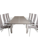 Jídelní stůl Albany 224/324*100 - Bílá Alu / Šedá Aintwood + Copacabana Recliner
