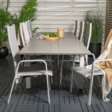 Jídelní stůl Albany 224/324*100 - Bílá Alu / Šedá Aintwood + Copacabana Recliner