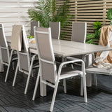 Jídelní stůl Albany 224/324*100 - Bílá Alu / Šedá Aintwood + Copacabana Recliner