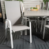 Jídelní stůl Albany 224/324*100 - Bílá Alu / Šedá Aintwood + Copacabana Recliner