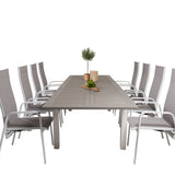 Jídelní stůl Albany 224/324*100 - Bílá Alu / Šedá Aintwood + Copacabana Recliner